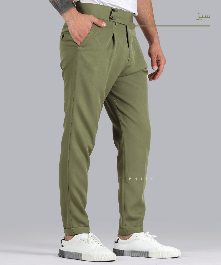                                                                                                                                                             سبز پسته ای شکلاتی استخوانی مشکی شلوار پارچه ای مام استایل 3937  - تصویر 5