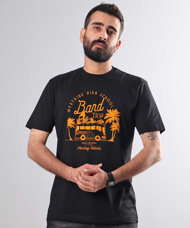                                                                                                                                                 مشکی سبز فرمی تیشرت چاپی 1182  - تصویر 4