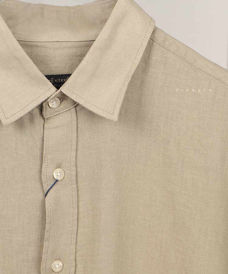 پیراهن لینن سبز مردانه آستین بلند 5430