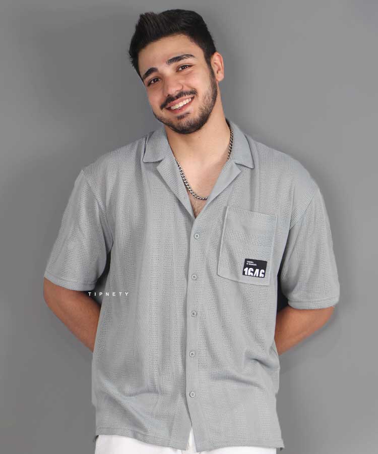 پیراهن یقه انگلیسی مردانه جیب دار 0765