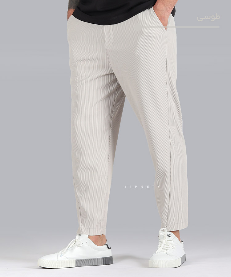                                                                                                                                                 کرم سفید کله غازی مشکی قهوه ای طوسی صدری شلوار پارچه ای لینن 1368  - تصویر 9