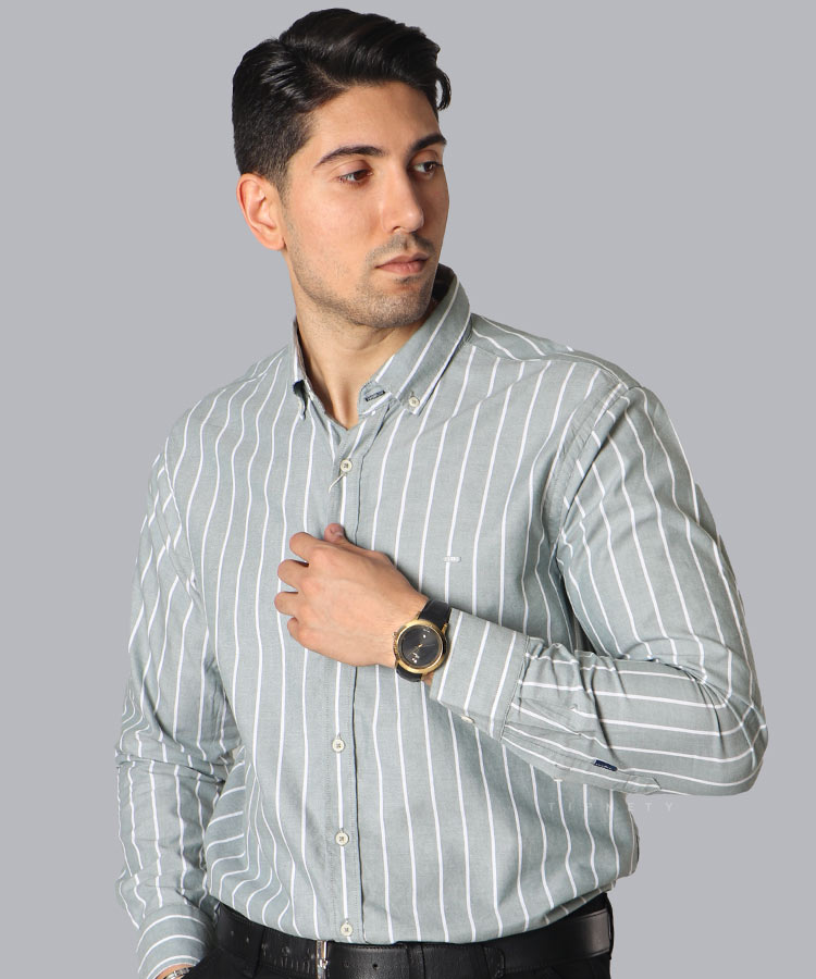 پیراهن مردانه آستین بلند راه راه 4101