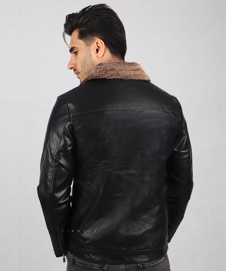                                                       قهوه ای مشکی زمستانه کت چرم 2340  - تصویر 6