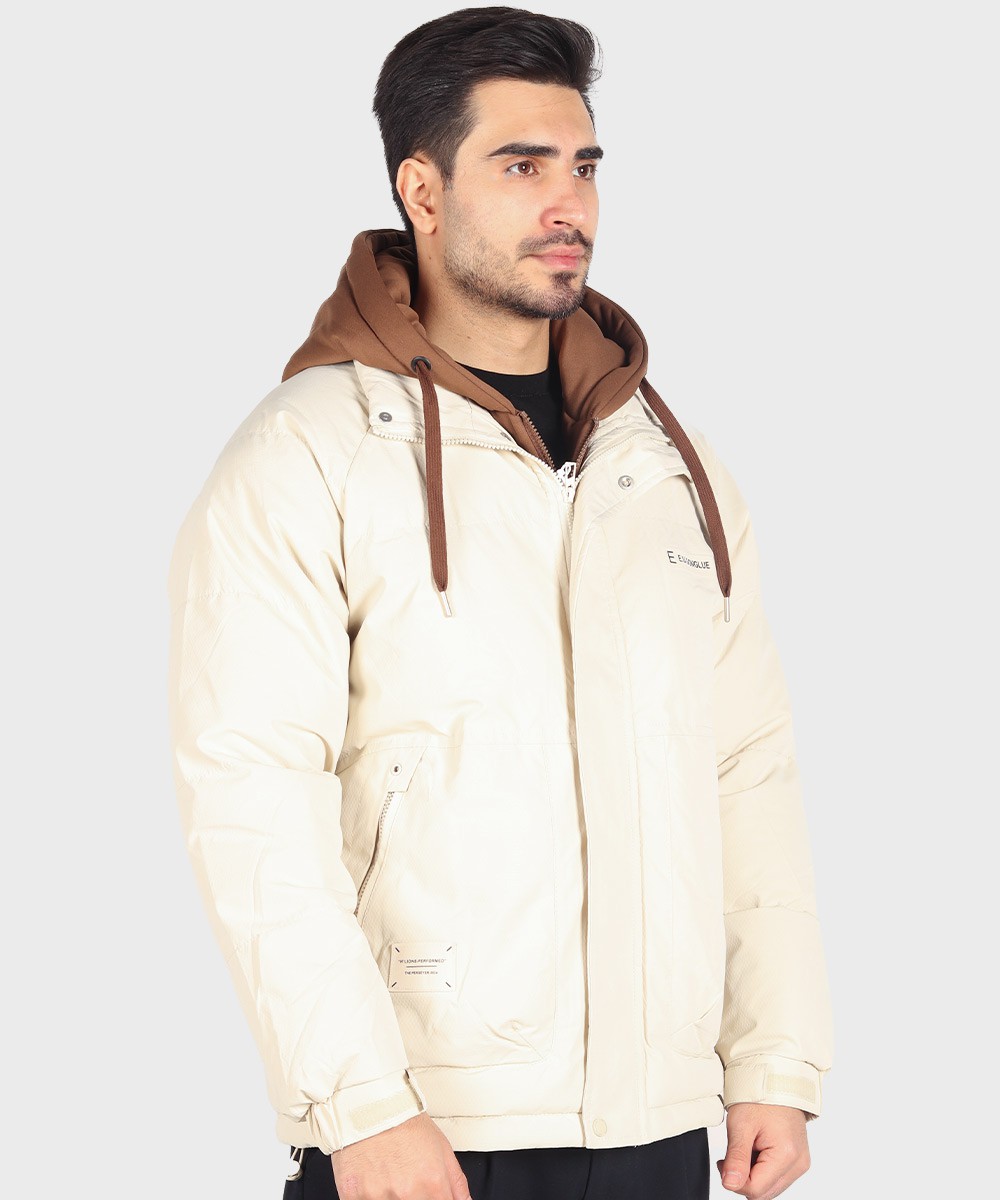 شیری خاکی مشکی زمستانه کاپشن 9677  - تصویر 6