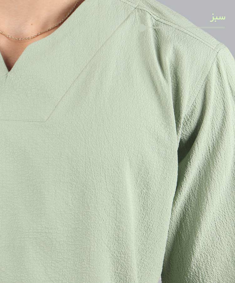                                   تیشرت لش 5245                                                                                                 شتری طوسی روشن دودی کرم سبز تیشرت کوبایی 5245  - تصویر 5