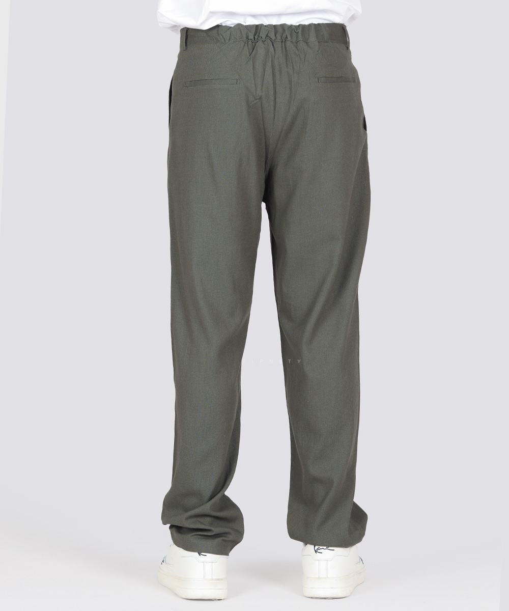                                                   استخوانی کرم مشکی سبز شلوار پارچه ای لینن 4937  - تصویر 12