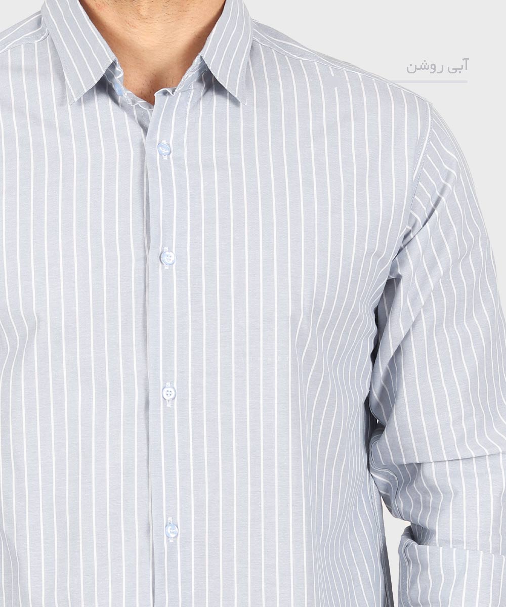                               طوسی دودی سفید آبی روشن پیراهن آستین بلند فیت 0346  - تصویر 6