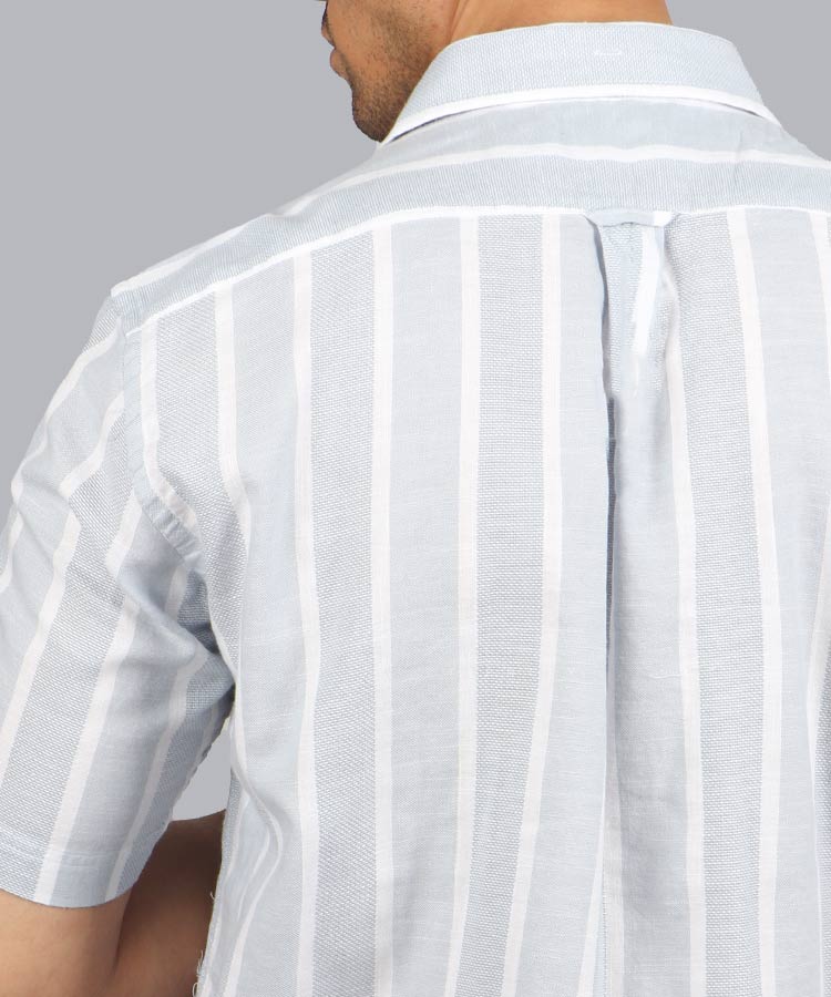                                                         دودی آبی طوسی پیراهن آستین کوتاه کلاسیک 4351  - تصویر 7