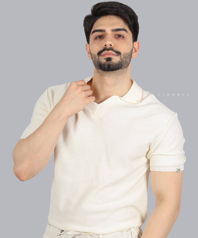                                                                                                                         مشکی سبز طوسی شیری نسکافه ای تیشرت یقه دار 3212  - تصویر 4