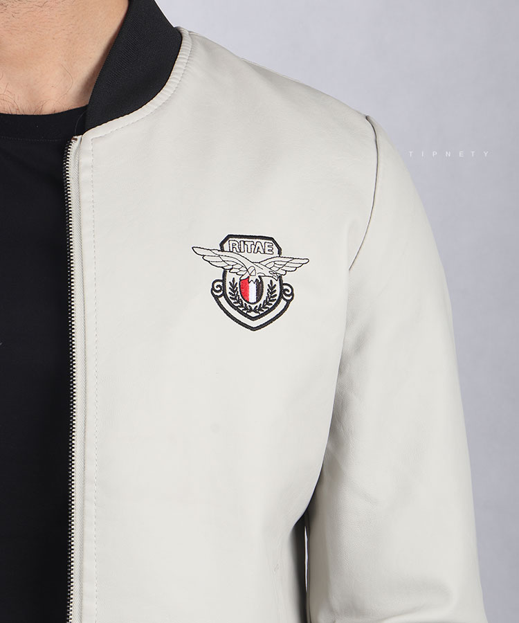                                                                                                                                                         عسلی مشکی سفید زمستانه کت چرم 2249  - تصویر 3