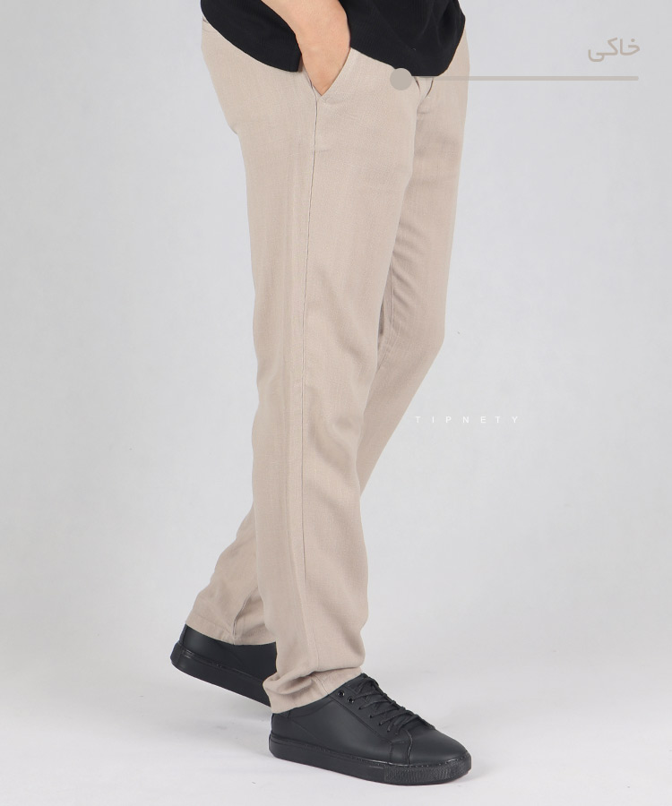                                                                                                                                                                                                                                           خاکی استخوانی زیتونی سبز کرم سفید مشکی لجنی شلوار پارچه ای لینن 0072  - تصویر 9