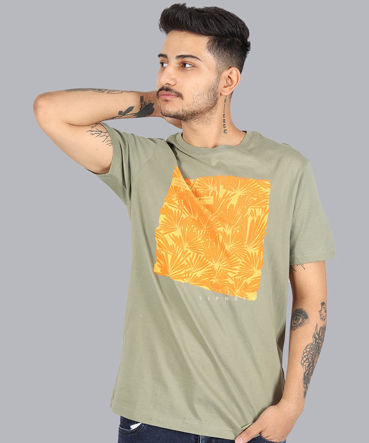تیشرت طرح دار مردانه سبز 0302