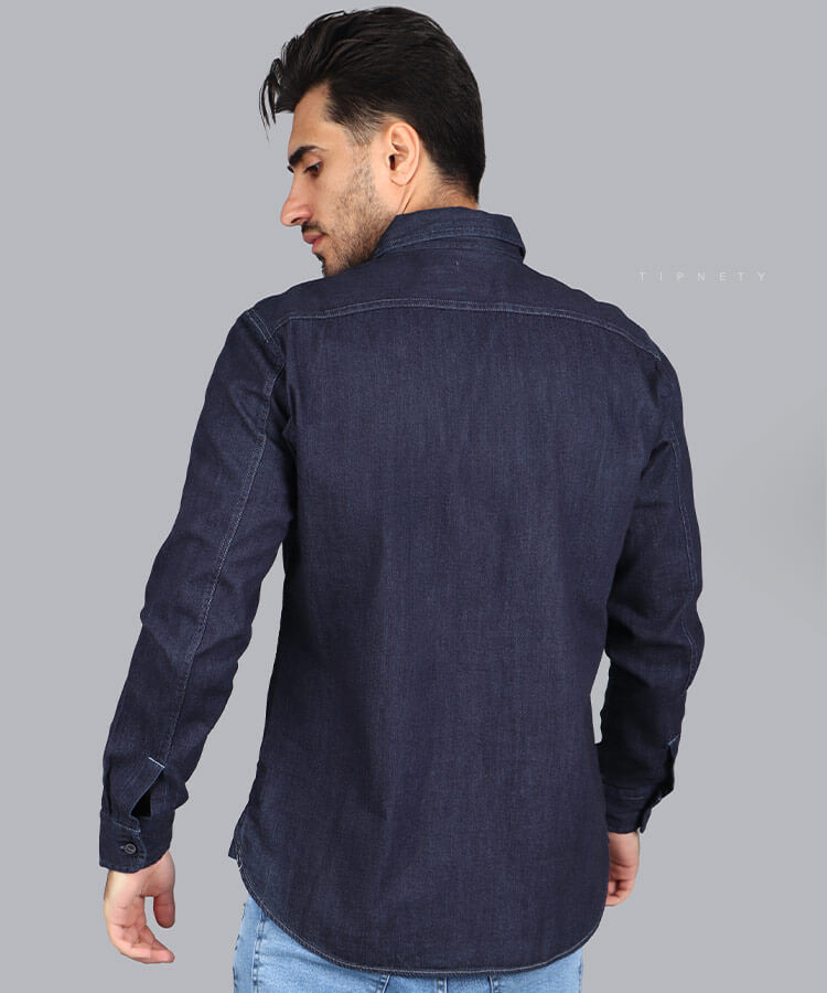                             سورمه ای پیراهن آستین بلند فیت 4139  - تصویر 2