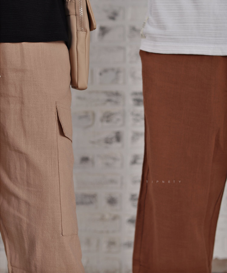                                                                                                         شکلاتی سفید کرم شلوار پارچه ای لینن 0336  - تصویر 3