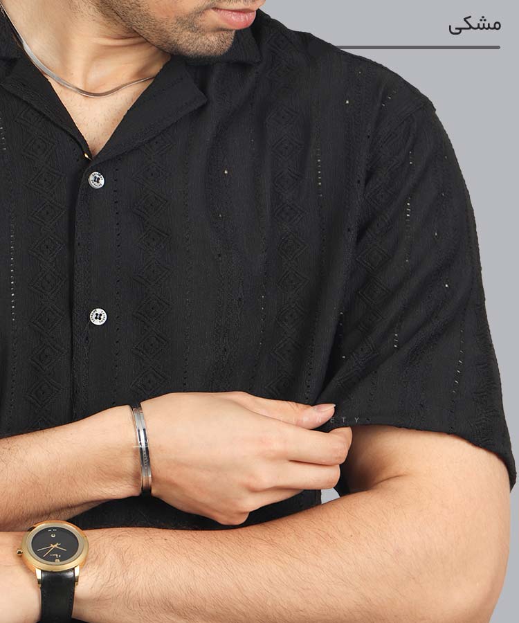                                                                                                                                                 شتری مشکی سبز شیری طوسی پیراهن یقه انگلیسی 0332  - تصویر 6