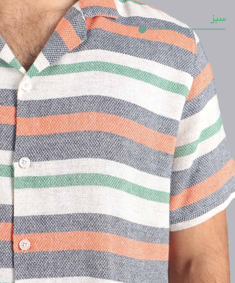                                                 خردلی سبز آبی پیراهن یقه انگلیسی 1155  - تصویر 4