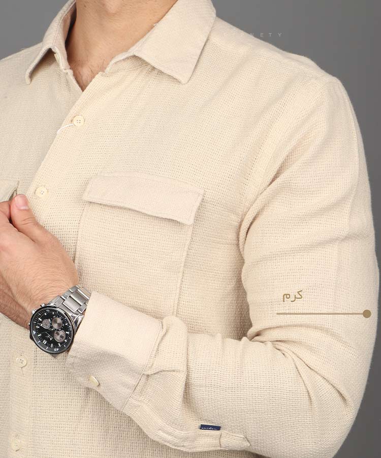                                                                                                                                             لجنی خاکی کرم سفید زیتونی پاییزه پیراهن 5208  - تصویر 6