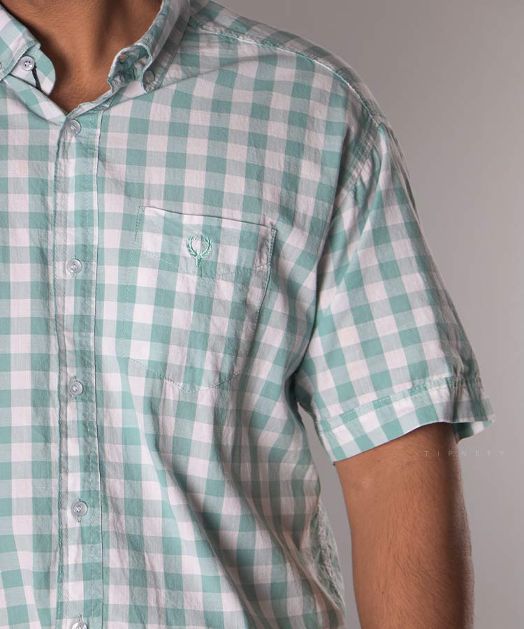 پیراهن آستین کوتاه مردانه چهارخانه 4401