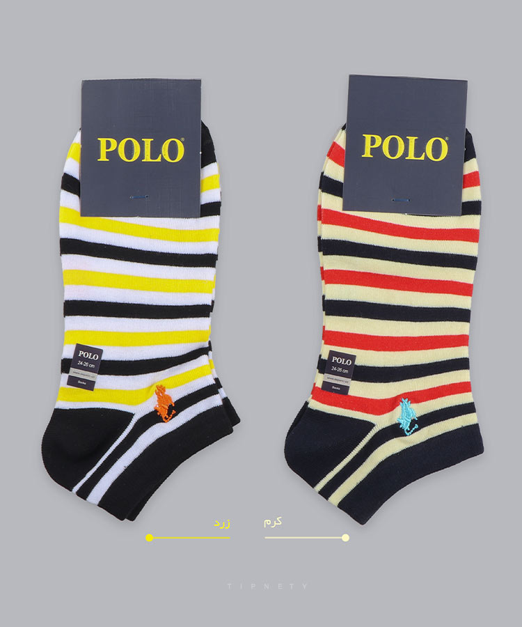                                                                                                   سبز سفید زرد کرم آبی طوسی تیره جوراب مچی 9034  - تصویر 3