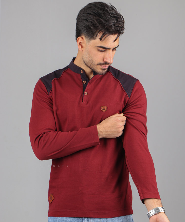                                                                                                                                                                                 کرم طوسی زرشکی سورمه ای سفید پاییزه تیشرت 1193  - تصویر 3