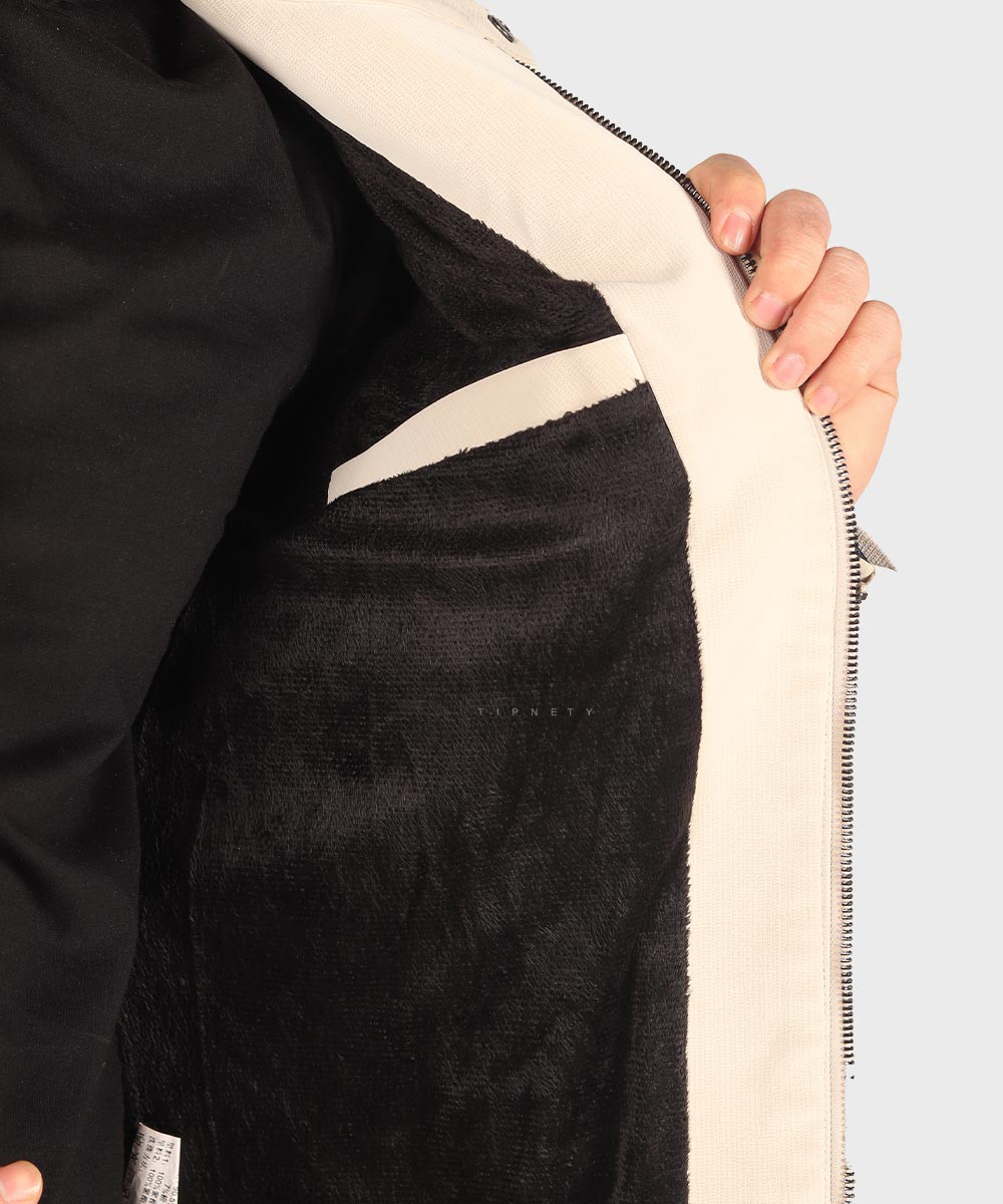 شکلاتی استخوانی مشکی زمستانه کت چرم 6026  - تصویر 3