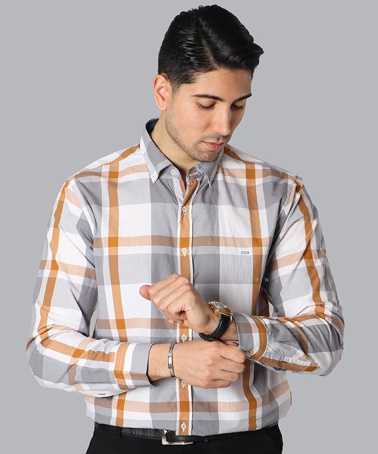 پیراهن مردانه آستین بلند چهارخانه 3998