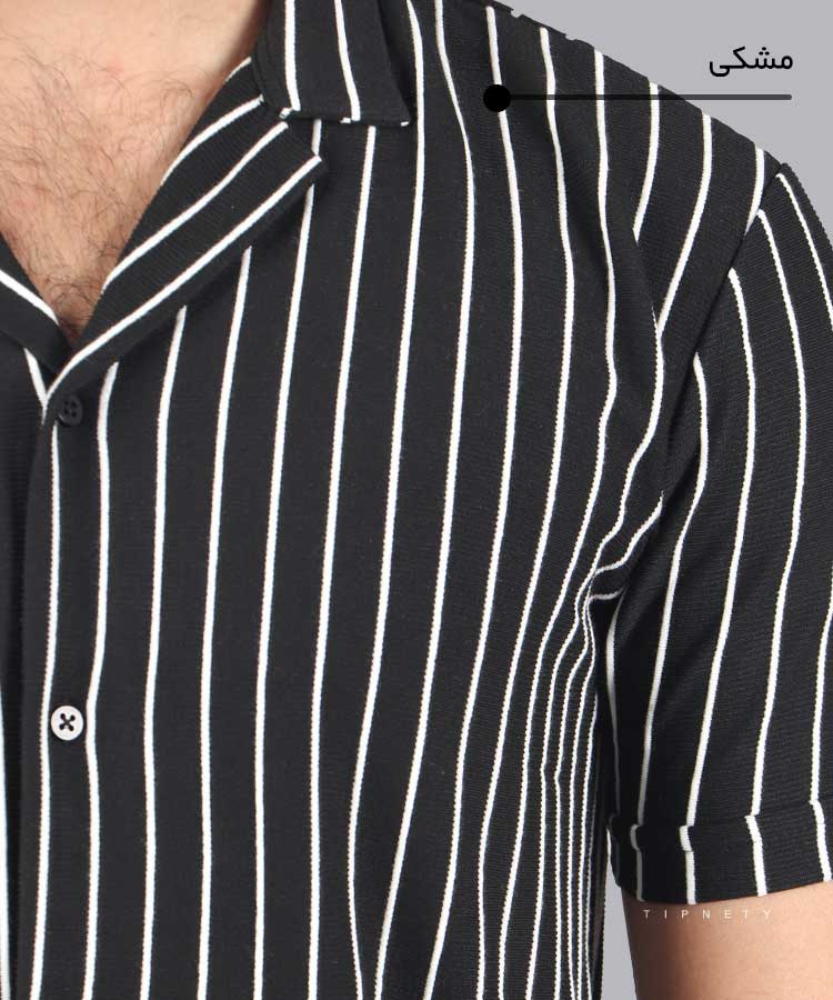                                                                                                                 طوسی مشکی سفید پیراهن یقه انگلیسی 0664  - تصویر 6