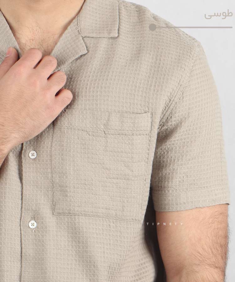                                                                                                                 کرم شیری طوسی پیراهن یقه انگلیسی 5168  - تصویر 4