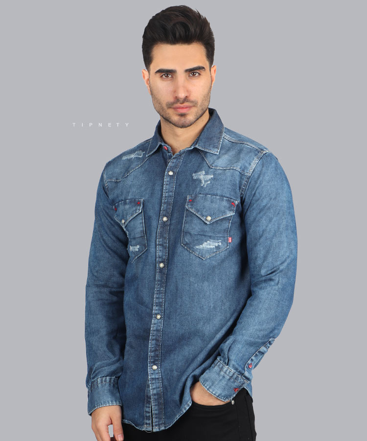 پیراهن مردانه آستین بلند جین 0652