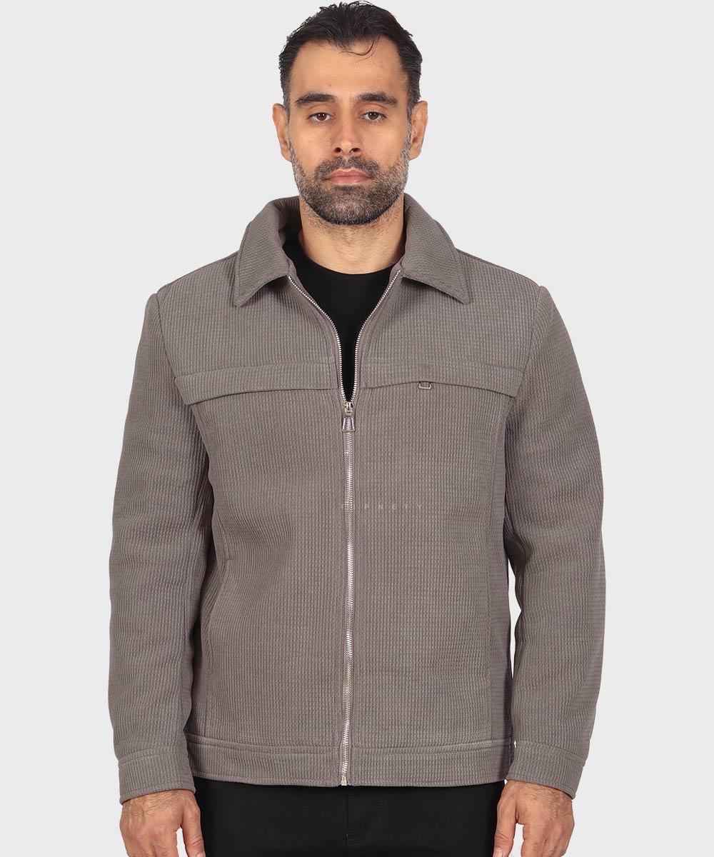                                         خاکی طوسی صدری زمستانه کت کتان 2603  - تصویر 3