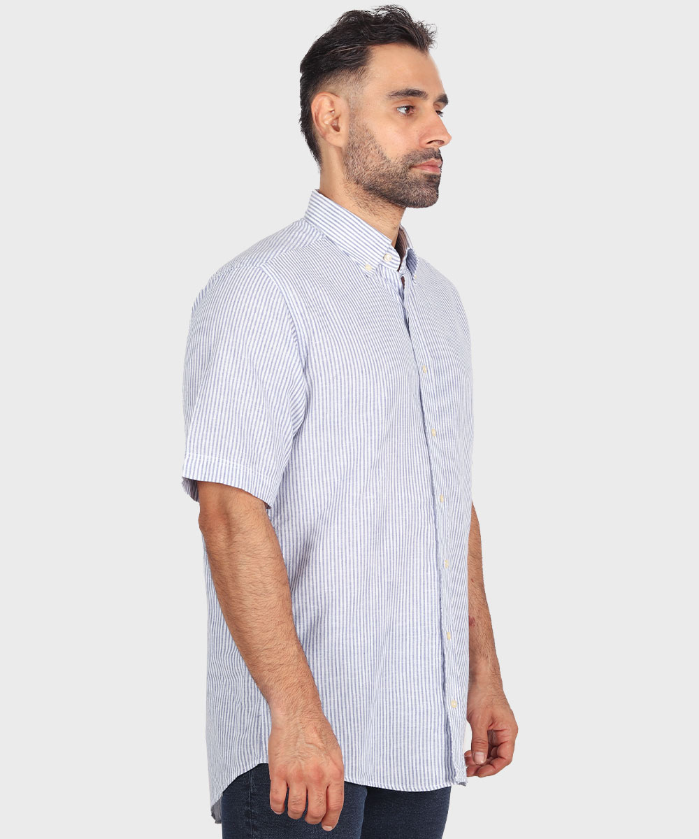     آبی پیراهن آستین کوتاه کلاسیک 1883  - تصویر 7