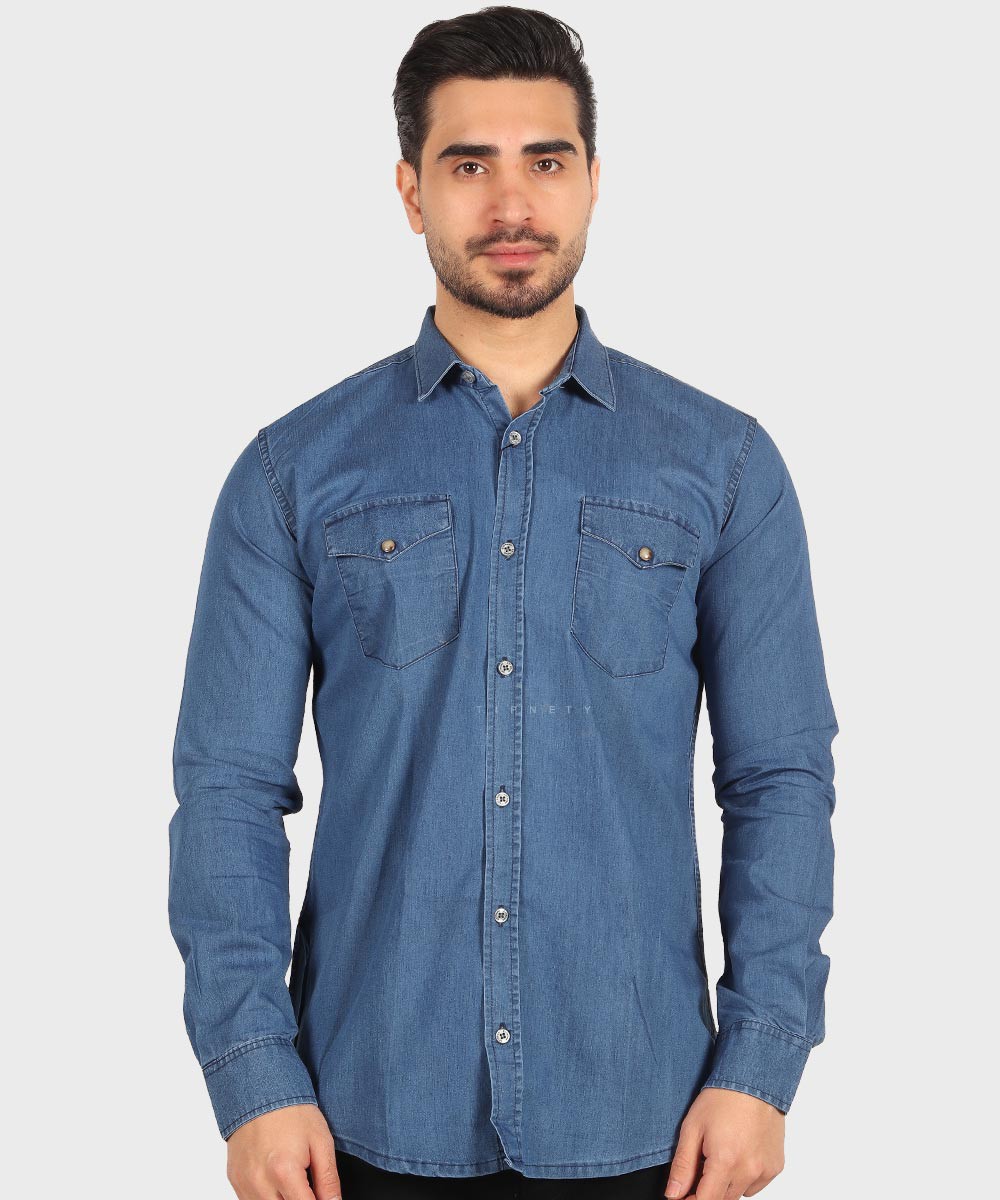 پیراهن جین مردانه آستین بلند 0776