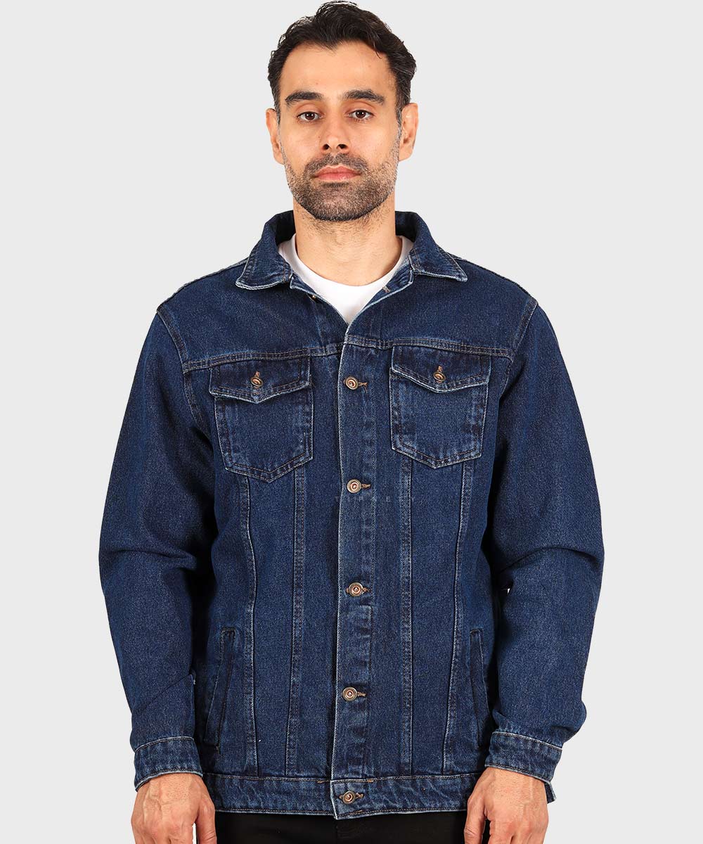 کت جین سورمه ای ساده 0215