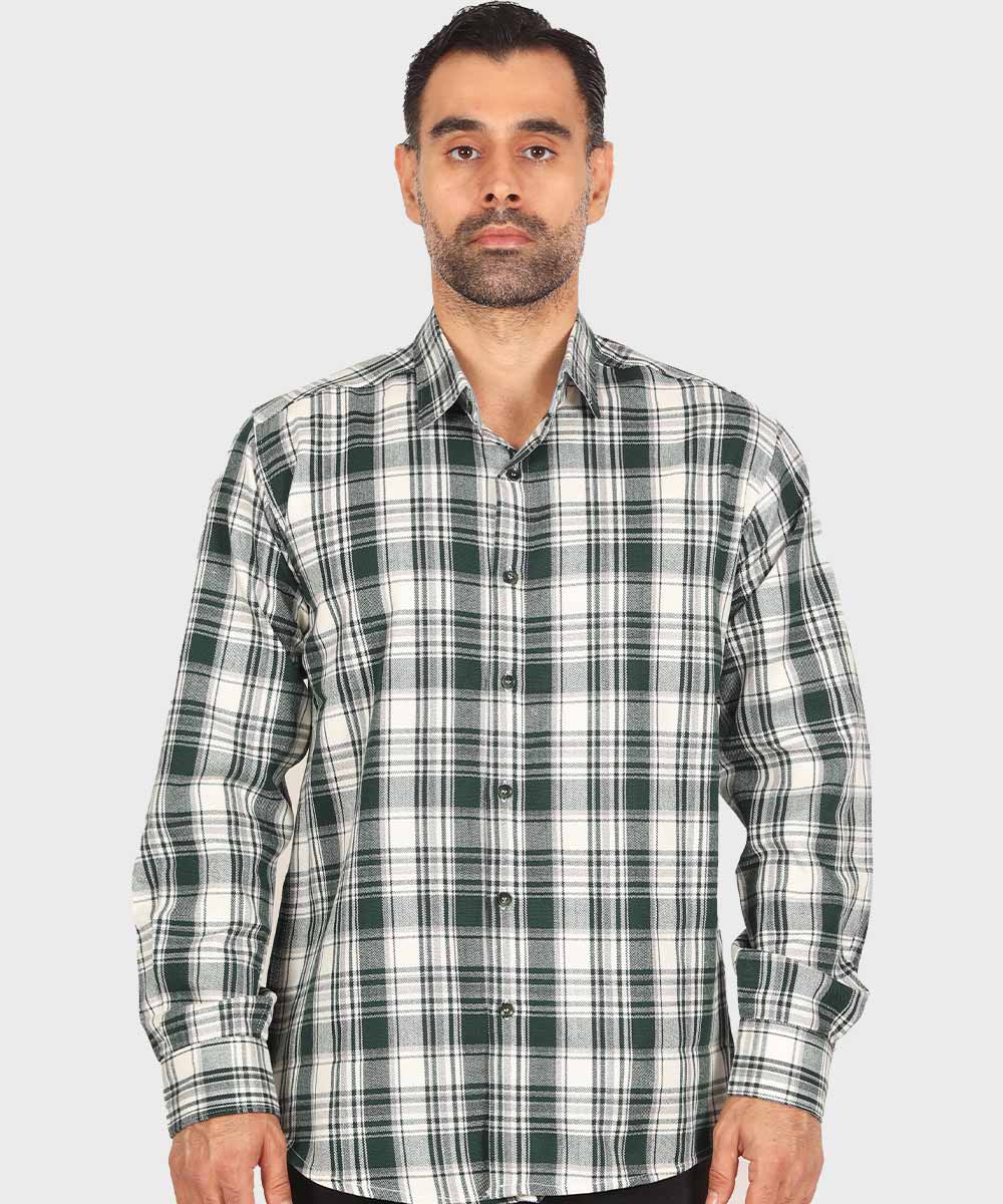 پیراهن مردانه پشمی چهارخانه سبز 0162