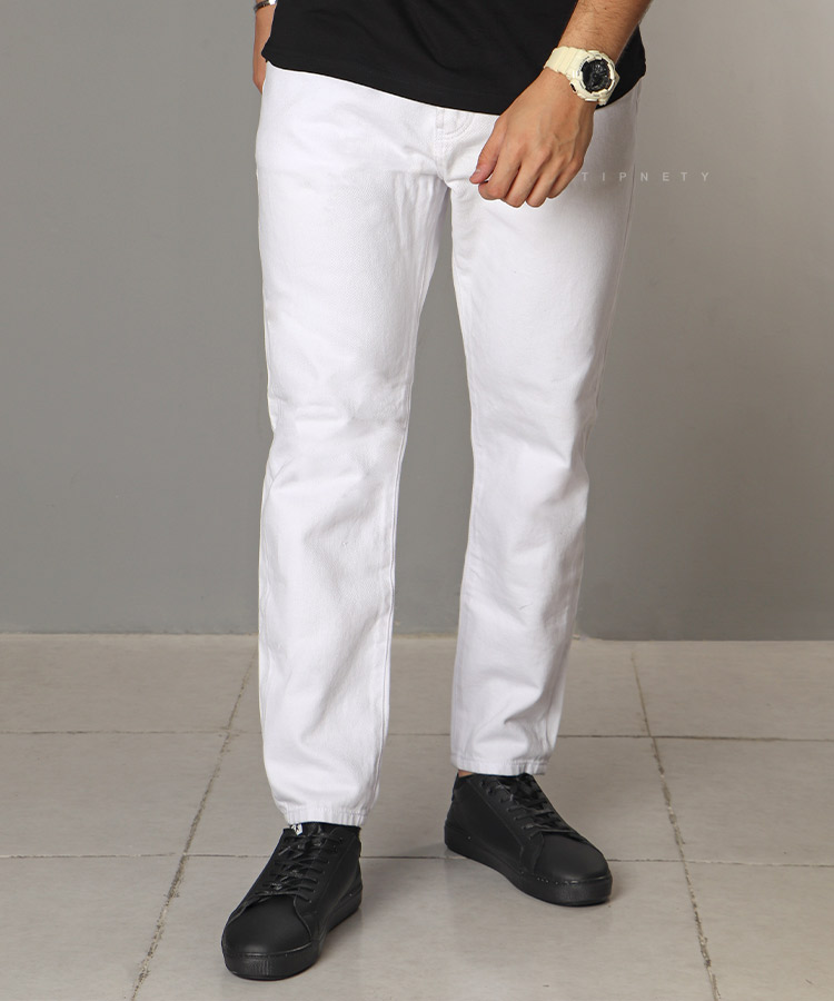 شلوار جین مام استایل مردانه سفید 0106