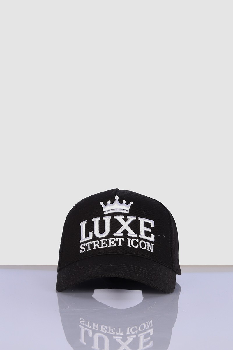 کلاه کپ مشکی طرحدار و کتان 3001