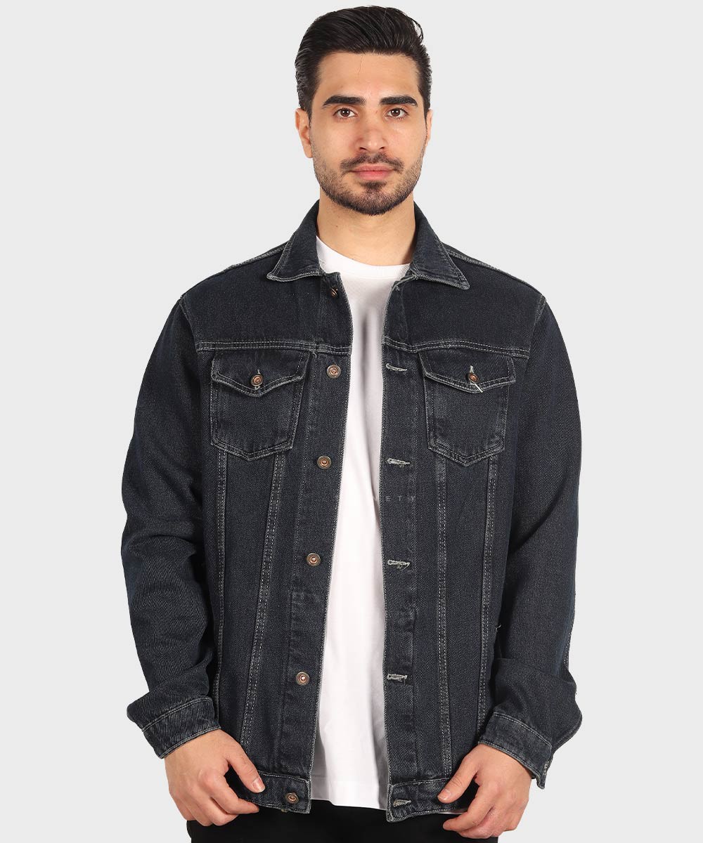 کت جین سورمه ای ساده 0202