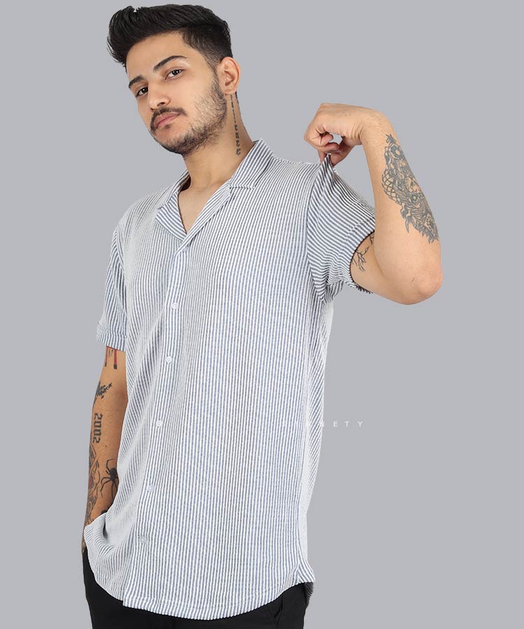                                                                                                                                                         سورمه ای کرم طوسی مشکی پیراهن یقه انگلیسی 1679  - تصویر 5