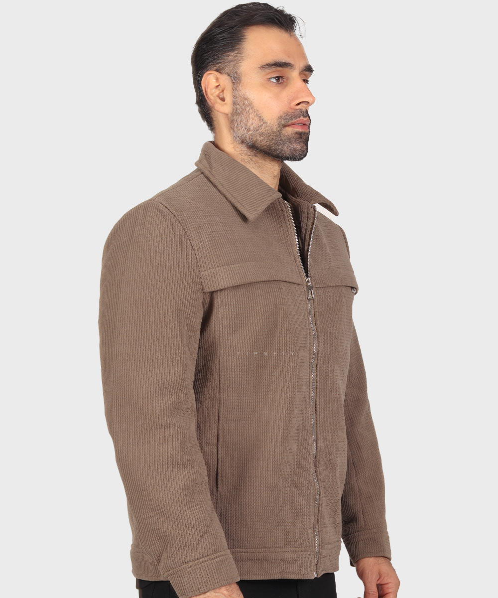                                         خاکی طوسی صدری زمستانه کت کتان 2603  - تصویر 13