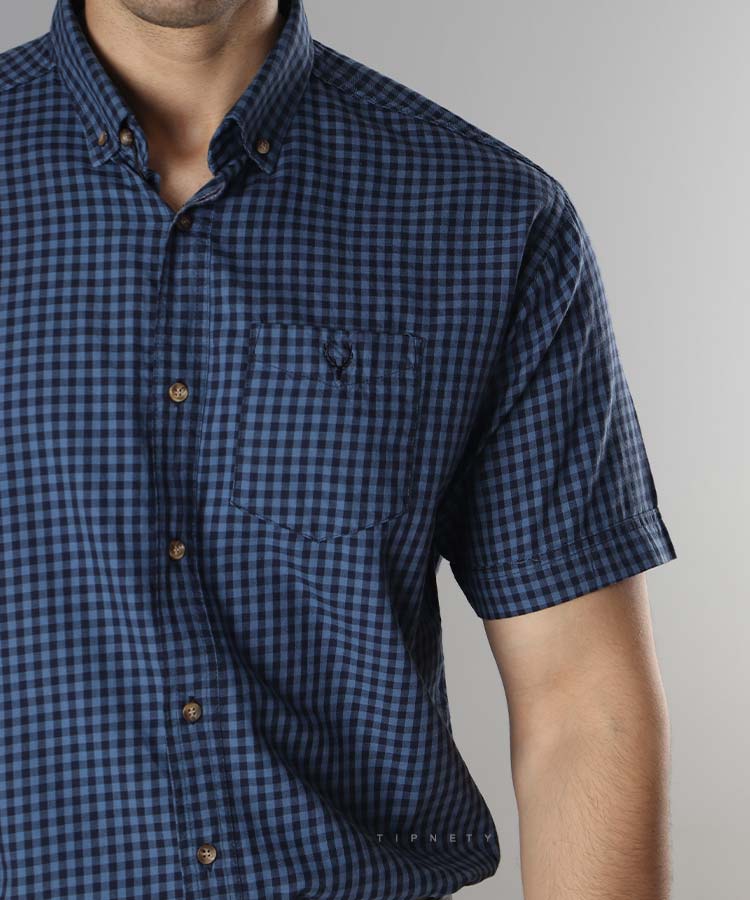                                                                                                                                                                                                                                                                 لجنی قرمز نفتی آبی   آبی سورمه ای نوک مدادی طوسی دودی سبز پیراهن آستین کوتاه کلاسیک 4403  - تصویر 3