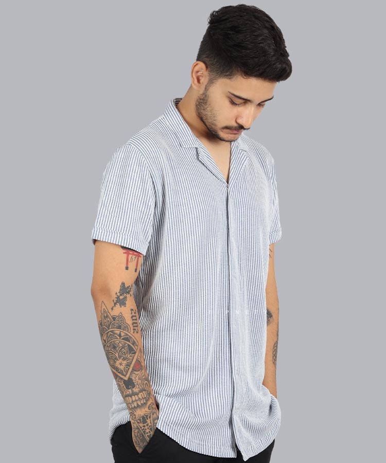                                                                                                                                                         سورمه ای کرم طوسی مشکی پیراهن یقه انگلیسی 1679  - تصویر 4