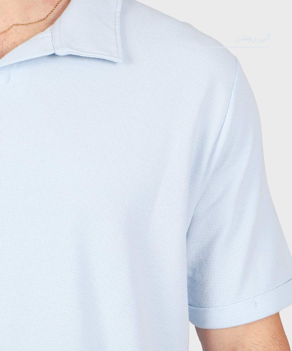                                     کرم روشن سورمه ای دودی صدری خاکی یشمی آبی روشن مشکی تیشرت یقه دار 1741  - تصویر 7