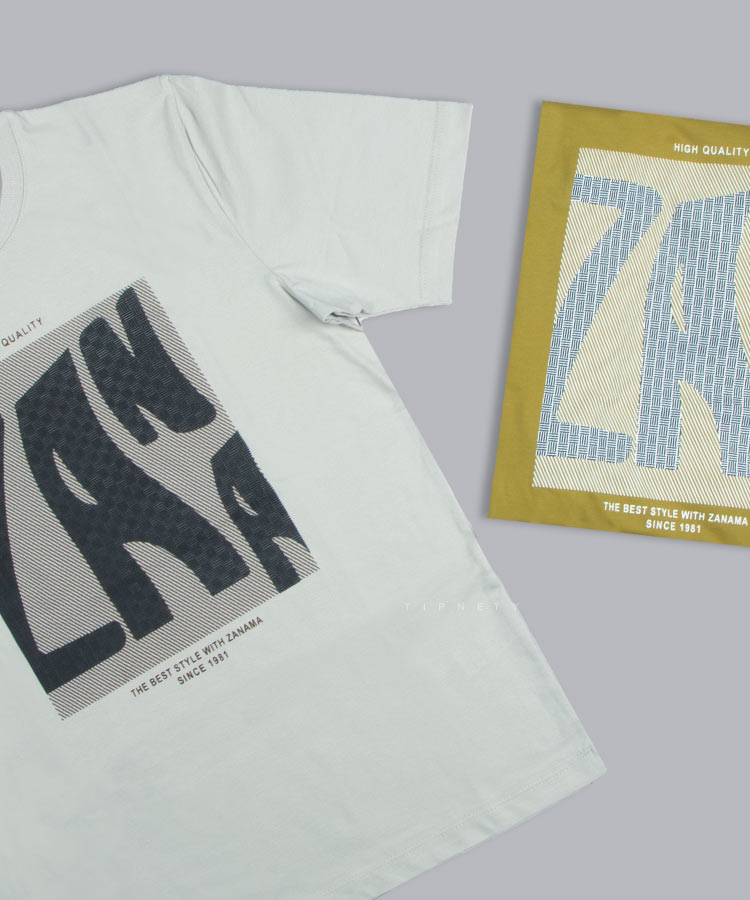                                                                                                                         پسته ای مشکی سفید استخوانی تیشرت چاپی 1303  - تصویر 6