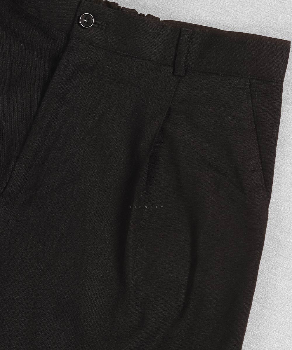 شلوار لینن بگ مردانه مشکی 4930