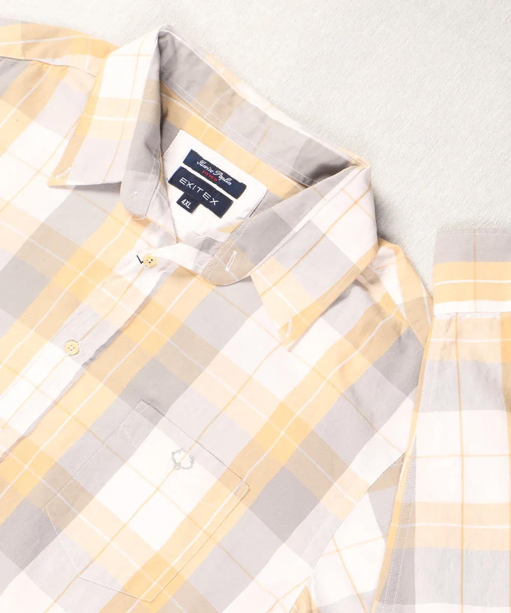 پیراهن مردانه سایز بزرگ چهارخانه زرد 0935
