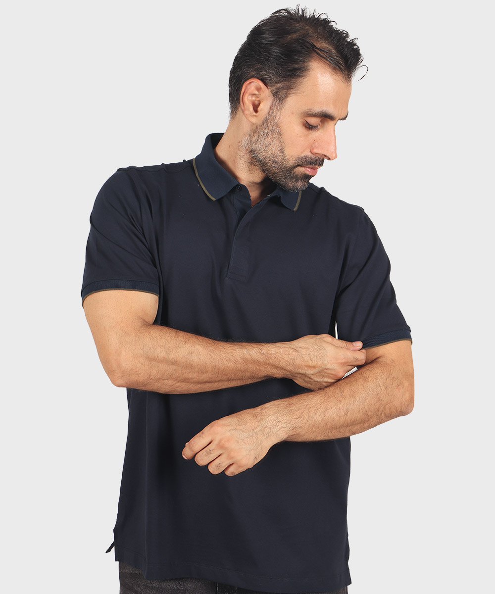                                                   سفید سورمه ای کرم روشن مشکی تیشرت یقه دار 0597  - تصویر 13