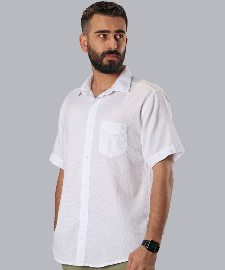                                                                                                                                                                                                 سورمه ای مشکی خاکی سفید لجنی سبز تند آبی پیراهن آستین کوتاه کلاسیک 4408  - تصویر 4