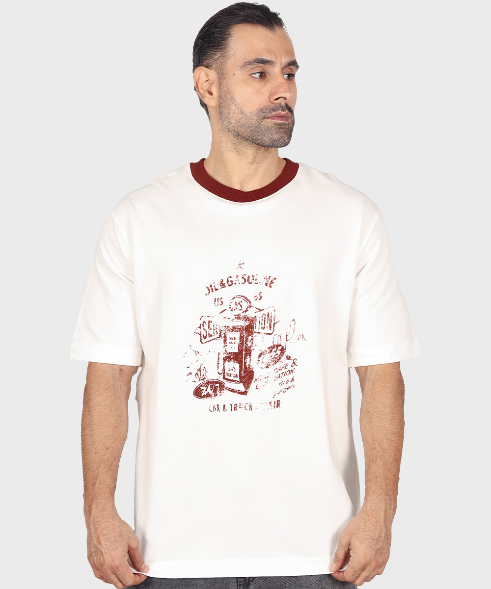 تیشرت لش طرحدار یقه رنگی 1729