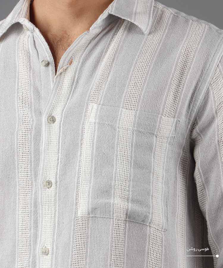                   طوسی روشن صدری پیراهن آستین بلند فیت 5182  - تصویر 5