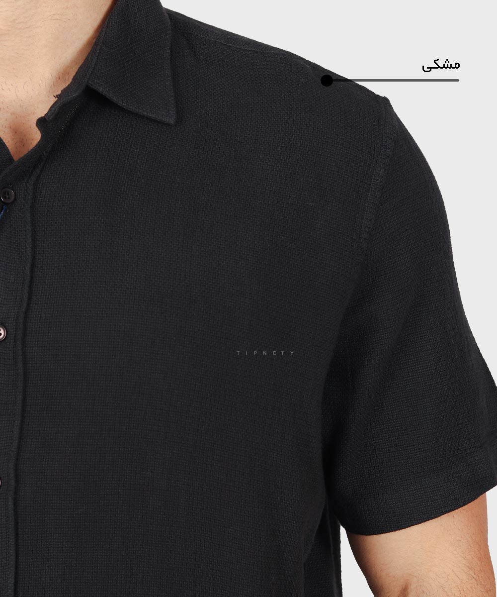                                     سفید آبی روشن لجنی مشکی کرم پیراهن آستین کوتاه فیت 5456  - تصویر 7